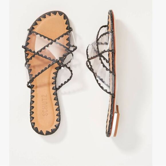 Schutz Aya Slide Sandals black sz 6 Anthropologie - Picture 1 of 6
